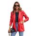 Women's Clothing Street Style Pure Color Casual Fashion Three color Leather Jacket _desvips.com