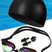 Anti Fog Electroplated Swimming Goggles + Silicone Swimming Cap + Silicone Nose Clip Earplugs Five Piece Set Bag_desvips.com