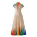 Women's Clothing rainbow print short sleeved loose skirt women's two piece suit_desvips.com