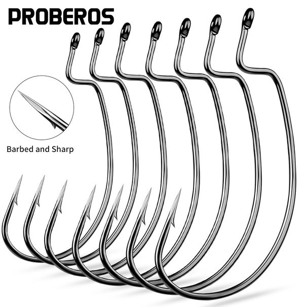 High Carbon Steel Reinforced Crank Triangle Tooth Sharp Worm Soft Bait Texas Rig Lure 50/Pack Sea Fishing Hook_desvips.com