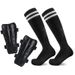 Football Shin Guards & Socks Combo – 2-Piece Protective Gear Set For Men/Women/Youth, Long Compression Socks With Adjustable Straps_desvips.com