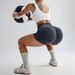 High Waisted Sand Washed Yoga Shorts Hip Lifting Tight Fitting Quick Drying Running Sports Fitness Pants Three Quarter Length_desvips.com