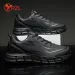 YRZL Black Running Leather Waterproof Athletic Sneakers Wear-resistant Walking Sport Comfortable Men Shoes_desvips.com