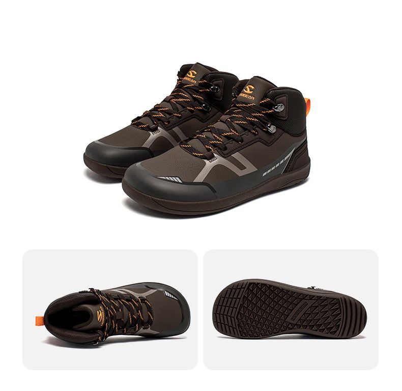 HOBIBEAR Unisex Mid Top Barefoot Mens Womens Wide Toe Artificial Leather Hiking Boots Outdoor Non-Slip Trail-Running_desvips.com