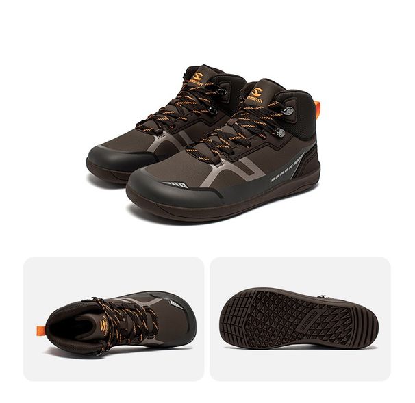 HOBIBEAR Unisex Mid Top Barefoot Mens Womens Wide Toe Artificial Leather Hiking Boots Outdoor Non-Slip Trail-Running_desvips.com