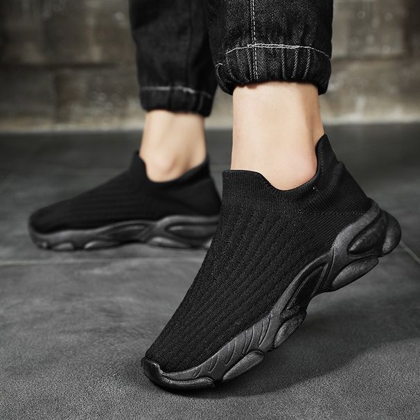 Summer Mesh Breathable Casual Sneakers Slip-On Sock New Fly Knit Shoes For Men_desvips.com