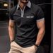 001 European And American Cross-Border Summer Short Sleeve Button Color Block Men's Sports Polo Shirt_desvips.com