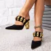 Black High-heeled With Irregular High Heels Gold Buckles Parties, Fashionable And Comfortable, Minimalist Sandals For_desvips.com