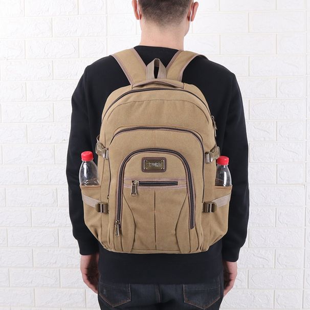 Outdoor 50 L Canvas Men's Large Capacity Lightweight Campus Student Schoolbag Business Trip Travel Mountain Climbing_desvips.com