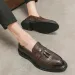 Loafers Soft Pointed Toe Animal Print Mens Leather Shoes Height Increasing Male Casual Shoe With Tassels Moccasin In_desvips.com