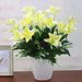 Lily Artificial Set For Dining Table And Living Room Decoration, Plastic Fake Flower Arrangement, Silk Bouquet Ornament,_desvips.com