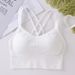 Sexy Women Tops Back Cross Strap Tank Top Push Up Running Sports Breathable Soft Fitness Beauty Solid Color Yoga Bra_desvips.com