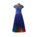 Women's Clothing rainbow print short sleeved loose skirt women's two piece suit_desvips.com