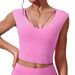 Women's Quick Drying Sportswear Tight Fitting Short Sleeved Running And Training Top Thin Comfortable Yoga Wear_desvips.com