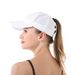Summer Solid Color Baseball Cap Women's Athleisure Cross Ponytail Hat Mesh Quick-Drying Cap Visor Hat_desvips.com