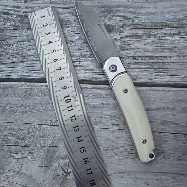 High-end Damascus Tri-blade Folding Steel Knife, Cross-border Wholesale, Portable Non-locking Pocket Knife_desvips.com