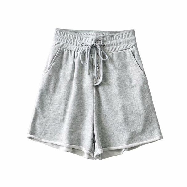 Elastic Waist Tie Sports Running Shorts INS European And American 2021 Summer Women's Wide-Leg Casual Pants_desvips.com