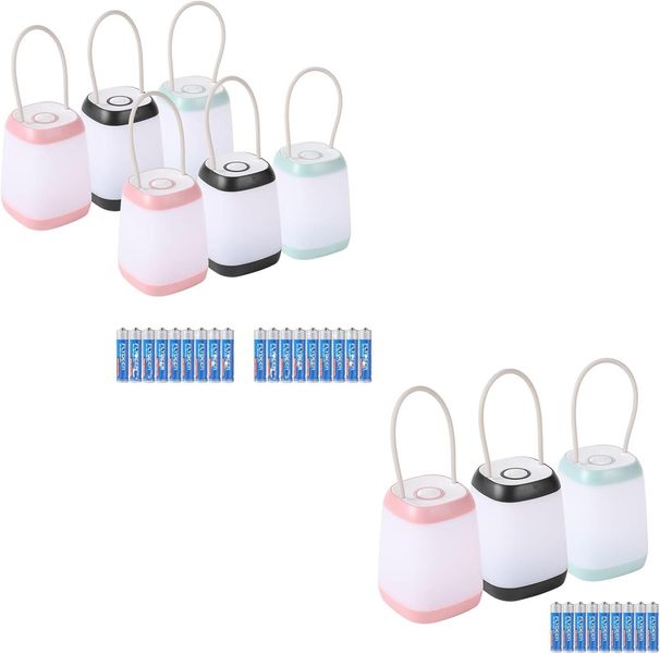 9 Pack LED Camping Light, 3 Light Modes Battery Powered Night Light For Indoor And Outdoor Emergency Light, Tent Lantern, Camping (Pink, Black, Green)_desvips.com