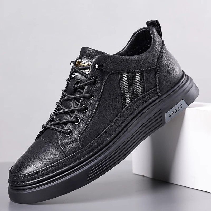 2024 Spring/Summer New Korean Edition Trendy Genuine Casual Board Soft Sole Sports Leather Shoes Men's_desvips.com