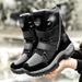 Ski Boots Cotton Shoes Casual Women's Snow Boots Velcro Mid Length Snow Boots Warm Thick Plush Shoes_desvips.com