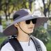 Rechargeable Fisherman With Fan, Wide Brim Outdoor Casual Men, Beach Sun Protection Hat For Summer_desvips.com