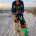 Women's Clothing Fashion Printed Leisure Vacation Style Suit _desvips.com