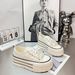 2025 New Korean Version Pearl Sequin Thick-Soled White For Women Versatile Height-Increasing Casual Sneakers Platform_desvips.com