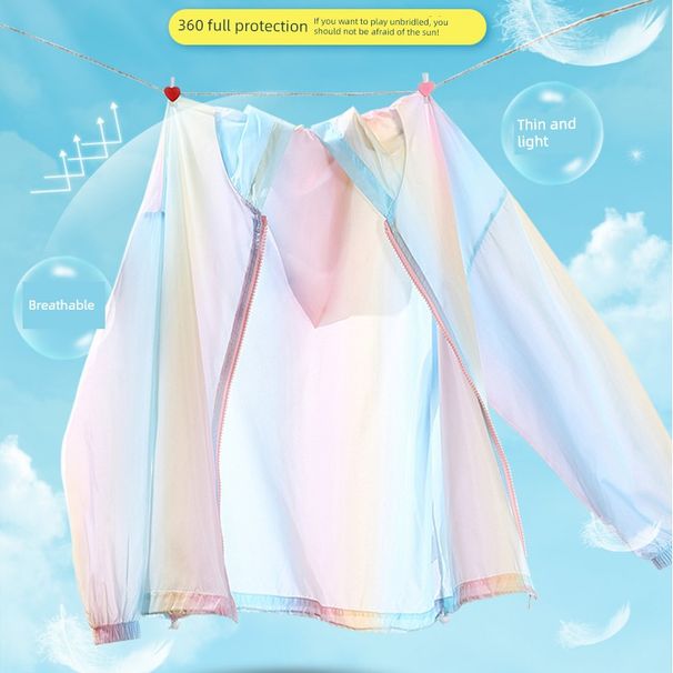 Summer Thin Girls Medium And Large Children's Air Conditioning Shirt Sun Protection Clothing_desvips.com