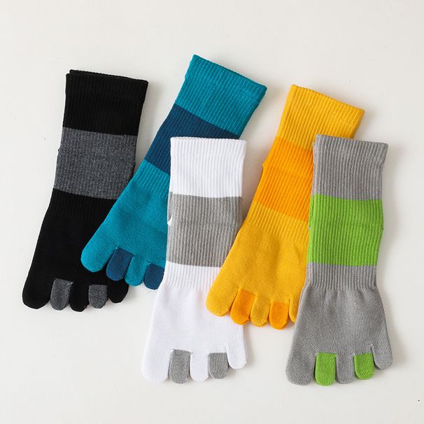 5 Pairs High Quality Men's Split Toe Sport Autumn Winter Thick Sweat-absorbing Anti-friction Cotton Socks Five Fingers_desvips.com