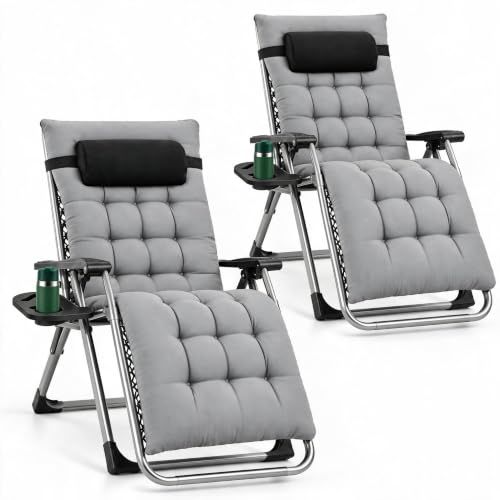 DUMOS Zero Gravity Lounge Chair With Cup Holder For Outdoor Use_desvips.com