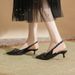 Women's fashion line with black pointy skinny heels fashion bag head high-heeled sandals_desvips.com