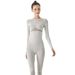 New Seamless Yoga Sports Long Sleeve T-Shirt Top For Women, Slimming Fitness Wear, Skiing Inner Layer Set_desvips.com