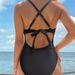 2026 New Solid Color Lace Push-Up Sexy Slimming One-Piece Beach Bikini Swimsuit For Women_desvips.com