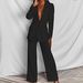 Women's fashion long sleeve suit straight trouser suit_desvips.com