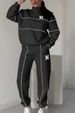 2025 Women's Sweatshirt Letter Heat Transfer Sleeve Long Pants Zipper Casual Sports Two-Piece Set_desvips.com