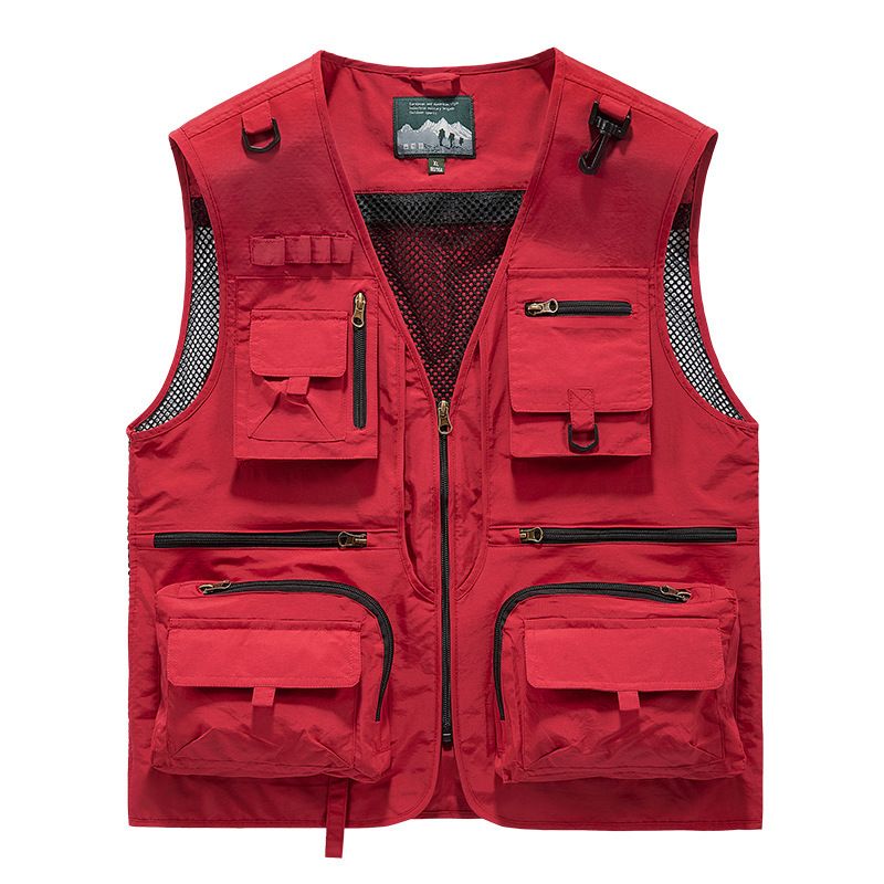 New Men's Vest Summer Photography Fishing Multi-pocket Vest Outdoor Casual Hiking Sleeveless V-neck Waistcoat_desvips.com