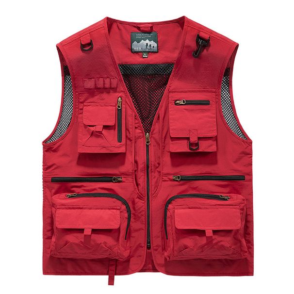 New Men's Vest Summer Photography Fishing Multi-pocket Vest Outdoor Casual Hiking Sleeveless V-neck Waistcoat_desvips.com