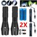 2 Stück Extrem Hell Leistungsstark 5-Modi Zoombare Aufladbar Handgerät Taschenlampe Licht Zuhause, Im Freien, Camping Taktische Fackel Lampen_desvips.com