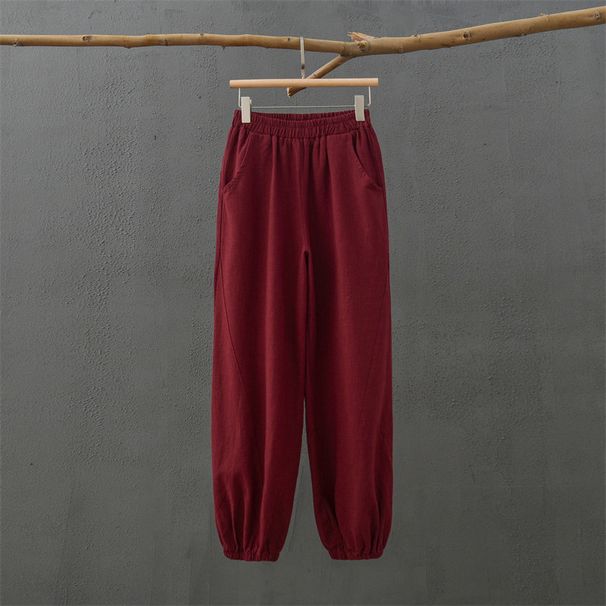 RenMou 25 Spring New Sand Washed Ramie Casual Women's Zen Cotton Meditation Lantern Yoga Pants Exclusive Supply_desvips.com