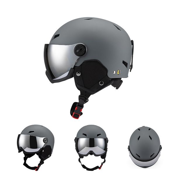 Adult warm ski helmet with goggles piece outdoor sports protection ski head Helmet protective gear_desvips.com