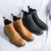Solid For Men Color Slip On Ankle Boots Flat Short Toed Pointy High Top Pu Leather Shoes Ddmywed Ddmysaturn_desvips.com