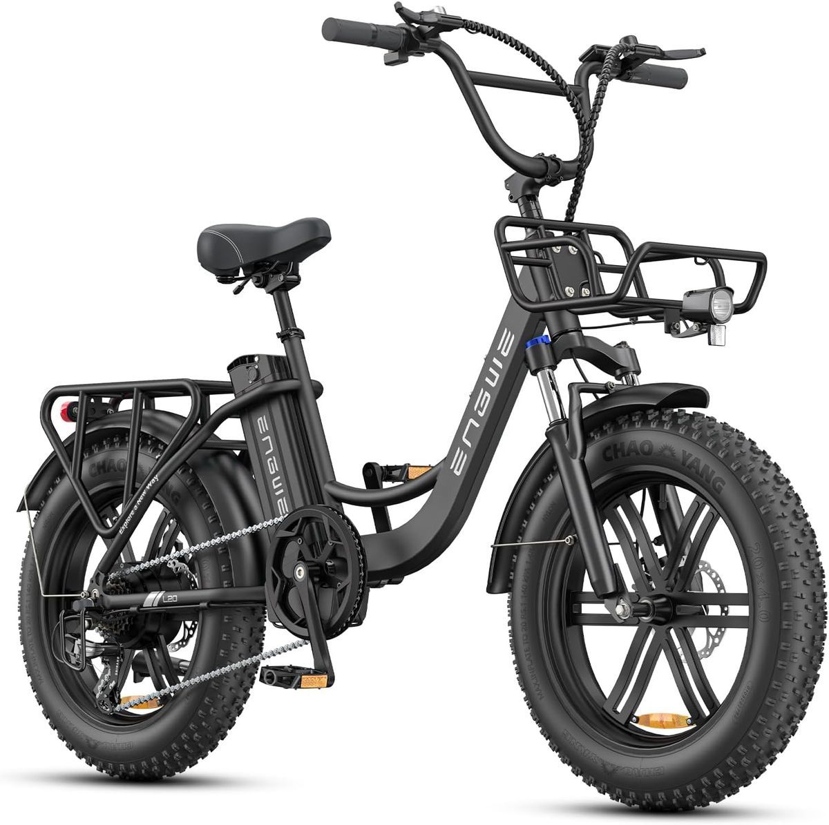 ENGWE Electric Bicycle Is Equipped With A 48V 13Ah Power Supply, 20*4.0-inch Wheels, A 7-speed Gearbox, And A Range Of 120 Kilometers. (L20 Black)_desvips.com