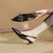 Women's fashion line with black pointy skinny heels fashion bag head high-heeled sandals_desvips.com
