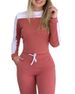 Women's Clothing new outdoor sports color matching long sleeved trousers comfortable casual suit for women_desvips.com