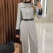 Women's Clothing fashion contrasting color small fragrance style elegant wide-leg trousers suit_desvips.com