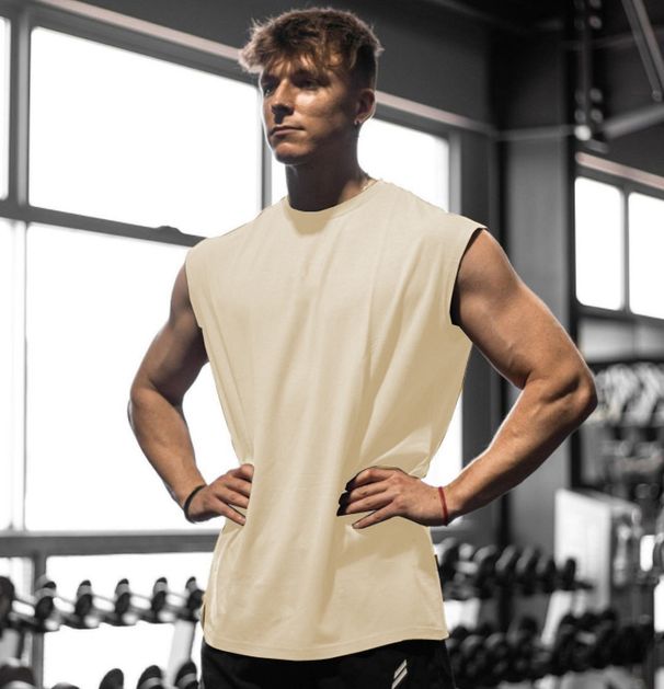 GYM Summer Sports Tank Top For Men's Breathable, Moisture Absorbing, Loose Training Sleeveless Quick Drying Kam Shoulder_desvips.com