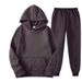 Solid Color Ribbed Hem Unisex Casual Plain Sweatshirt Sweatpants Set_desvips.com