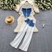Women's Clothing denim patchwork distressed suit_desvips.com