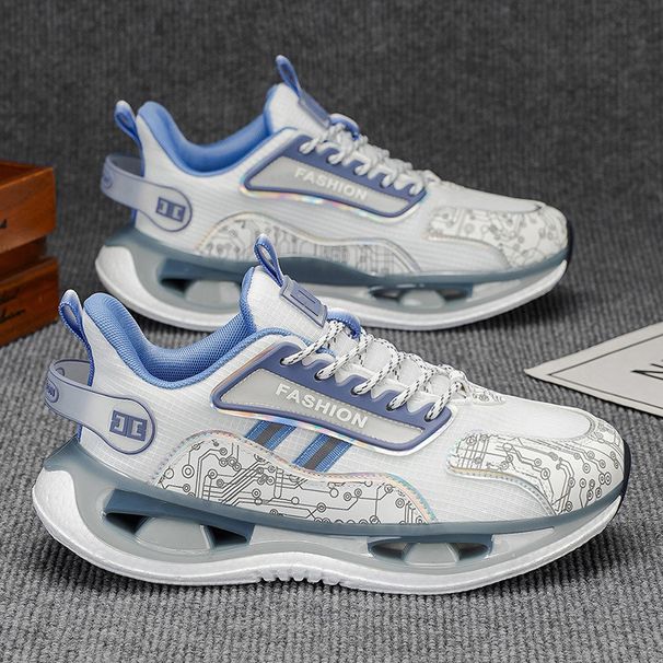 2027 Fashion Sneakers Men PU+Mesh Low Top Lace-Up Breathable Non-Slip Wear-Resistant Air Cushion Shock Absorption Running Shoes_desvips.com