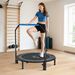 Trampolín De Fitness Adultos Ø122 Cm, Cama Elástica Plegable Con Mango Ajustable De 4 Niveles Y Azul_desvips.com